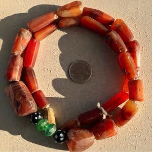 Anitque West African Carnelian Agate Trade Beads - 25-35mm